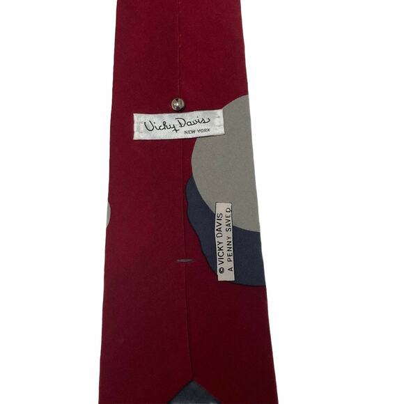 Vicky Davis A Penny Saved Vintage Novelty 100% Silk Necktie - Picture 3 of 7